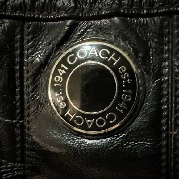 Vintage style COACH soho shoulder bag kisslock Black Leather Tote handbag - Picture 15 of 17